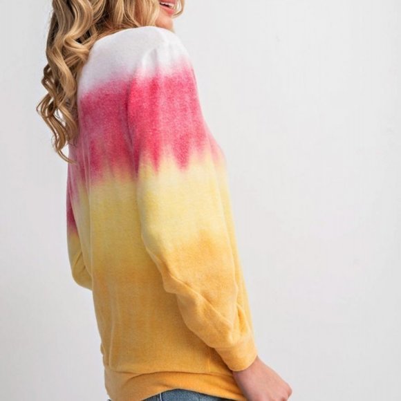 🌼🌸✨Horizontal Tie Dye Round Neck Top - Picture 5 of 6